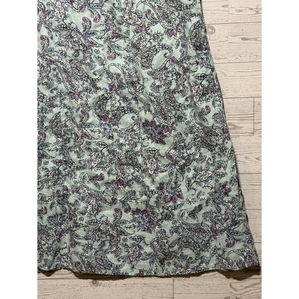 J. Jill Love Linen Sea Glass Blue Purple Paisley Print Shift Dress Women's L - Picture 4 of 12